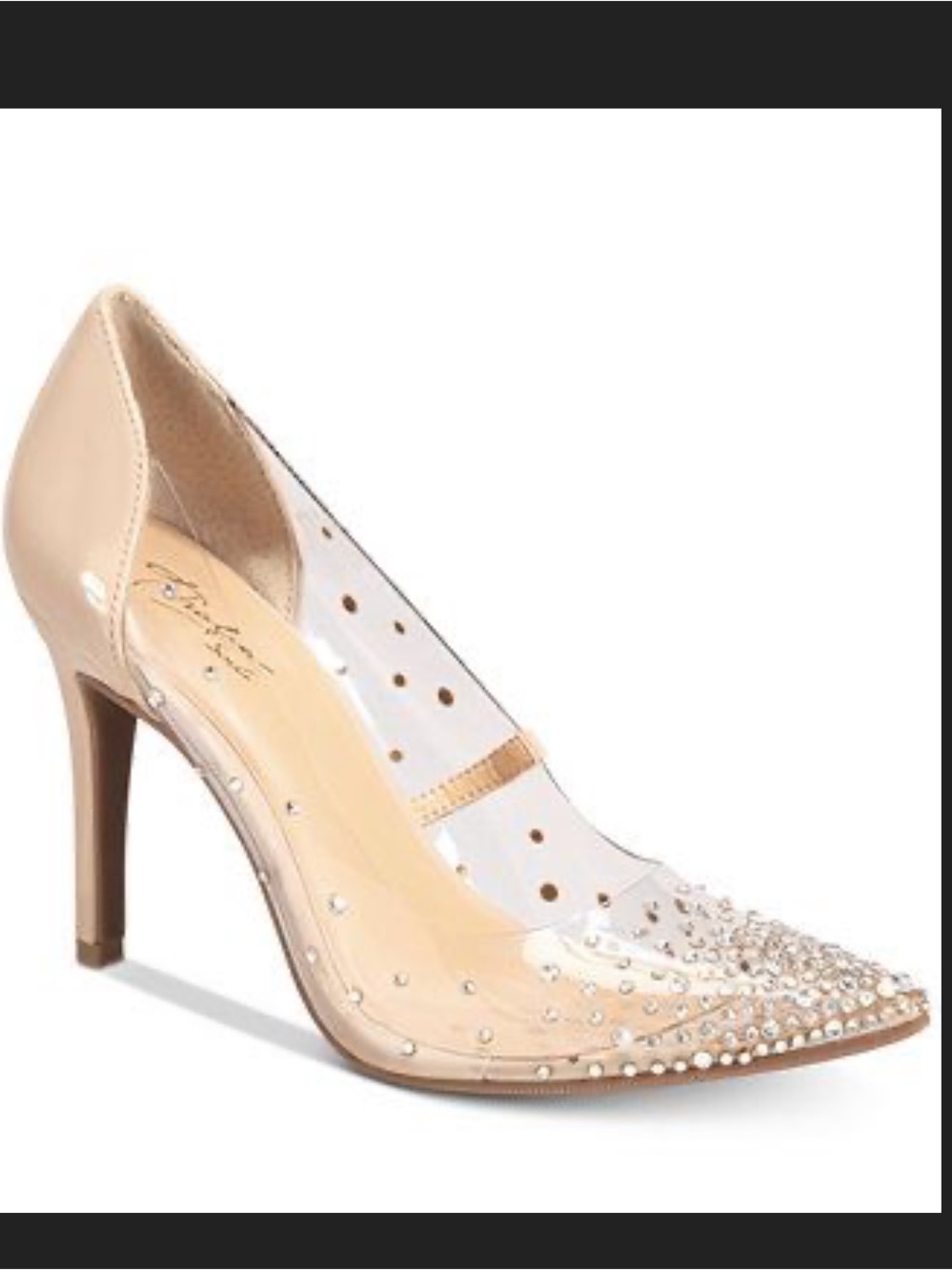 Thalia Sodi Nude Patent & Clear Pointed Crystal Pumps
